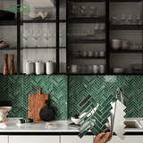 EZ 3D Green Herringbone Peel and Stick Wall Tiles - EZ Painting Tools
