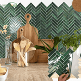 EZ 3D Green Herringbone Peel and Stick Wall Tiles - EZ Painting Tools