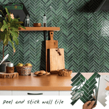 EZ 3D Green Herringbone Peel and Stick Wall Tiles - EZ Painting Tools